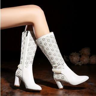 Laser Cut Mid-calf Boots