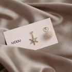 Non-matching Faux Pearl Star Bobble Dangle Earring