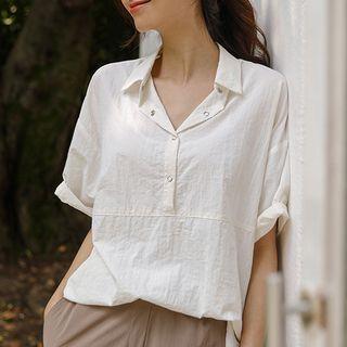 Snap-button Windbreaker Shirt