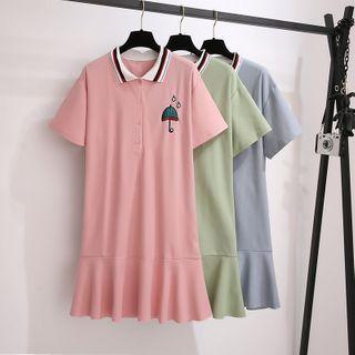Embroidered Short-sleeve Polo-shirt Dress
