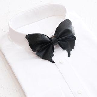 Faux Leather Butterfly Bow Tie