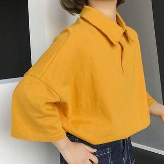 3/4-sleeve Oversized Polo Shirt