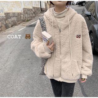 Front Pocket Fleece Hooded Zip Jacket