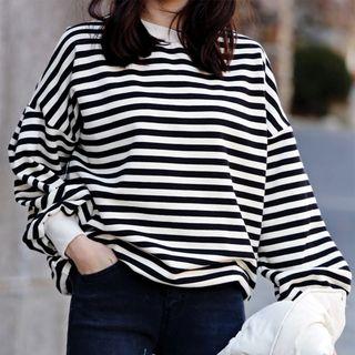 Round-neck Striped Wool Blend Pullover