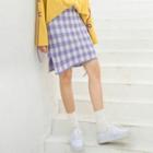 Plaid Mini Straight-fit Skirt As Shown In Figure - One Size