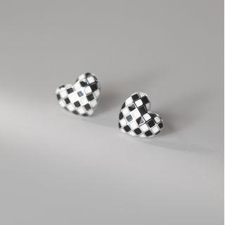 Heart Checker Sterling Silver Earring 1 Pair - S925silver - One Size