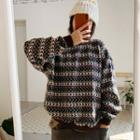 Patterned Sweater Dark Coffee - One Size