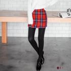 Woolen Plaid Mini Skirt