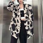 Leopard Print Loose-fit Blazer Jacket Black & White - One Size