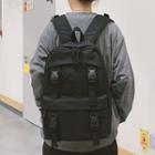 Buckled Lettering Canvas Backpack