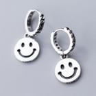 925 Sterling Silver Smiley Dangle Earring Silver - One Size