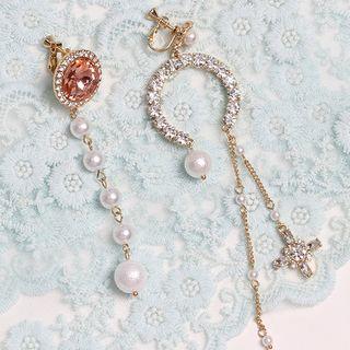 Non-matching Rhinestone Accent Earring
