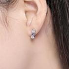 925 Sterling Silver Rhinestone Earring Stud Earring - 1 Pair - White Gold - One Size