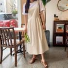 Square-neck Pleated-skirt Jumper Dress