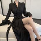 Long-sleeve Wrapped Bodycon Dress