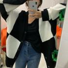 Check Cardigan Check - Black - One Size