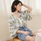 Floral Elbow-sleeve Blouse / Camisole / Set
