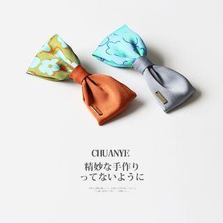 Color Block Floral Print Bow Hair Clip