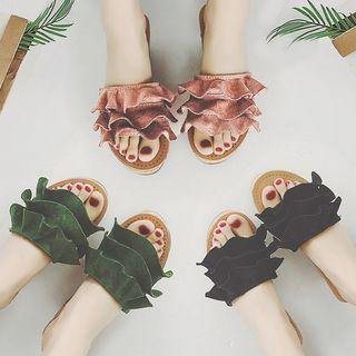 Scalloped Slide Platform Sandals