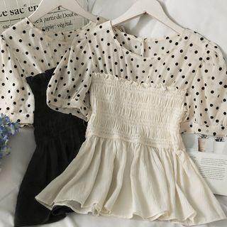 Patchwork Smocked Peplum Top