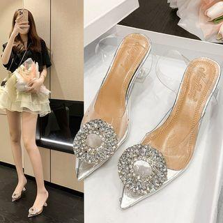 Rhinestone High-heel Mules