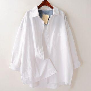 Ripped Denim Panel Shirt