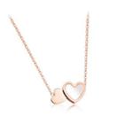Fashion Romantic Plated Rose Gold Double Heart Mother Of Pearl 316l Stainless Steel Necklace Rose Gold - One Size