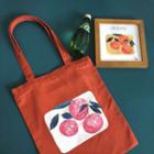 Orange Print Canvas Tote Bag/ Drawstring Bag