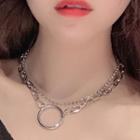 Alloy Hoop Pendant Layered Necklace Silver - One Size