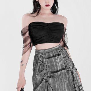 Crinkled Mesh Blouse