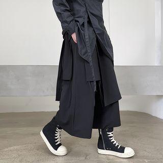 High-waist Asymmetric Wide-leg Pants