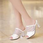 Lace High-heel Slide Sandals