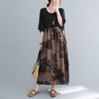 Floral Midi A-line Skirt Brown - One Size