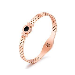 Fashion And Elegant Plated Rose Gold Roman Numeral Geometric Round 316l Stainless Steel Bangle Rose Gold - One Size