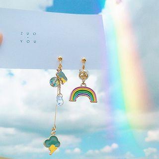 Non-matching Glaze Rainbow & Cloud Dangle Earring