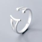 925 Sterling Silver Smiley Face Open Ring Silver - One Size