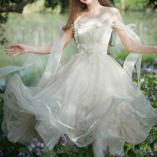 Cold-shoulder Bow Accent A-line Dress (various Designs)