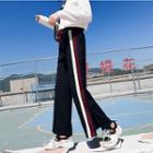 Contrast Trim Slit-side Drawstring Pants