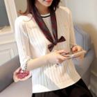 Elbow-sleeve Sweater With Bow