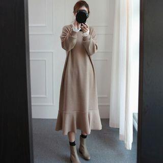 Lace Trim Mock Two-piece Midi Dress