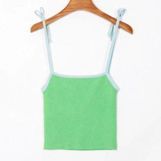 Contrast Trim Cropped Camisole Top Green - One Size
