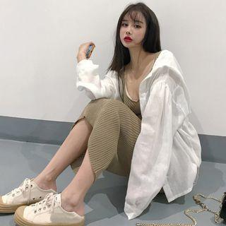 Hooded Plain Shirt / Midi Tank Dress