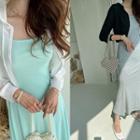 Zip-up Sheer Knit Crop Hoodie