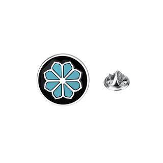 Fashion Elegant Flower Geometric Round Brooch Silver - One Size