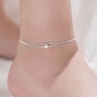 925 Sterling Silver Rhinestone Layered Anklet As Shown In Figure - One Size