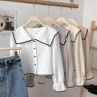 Color Panel Peter Pan Collar Bell-sleeve Shirt