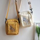 Print Embroidered Canvas Crossbody Bag