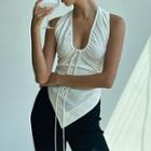 Asymmetrical Open-back Halter Top