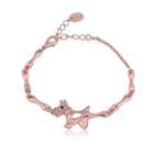 Plated Rose Gold Puppy Bracelet With White Austrian Element Crystal