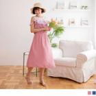 Cold Shoulder Striped Ruffle A-line Dress